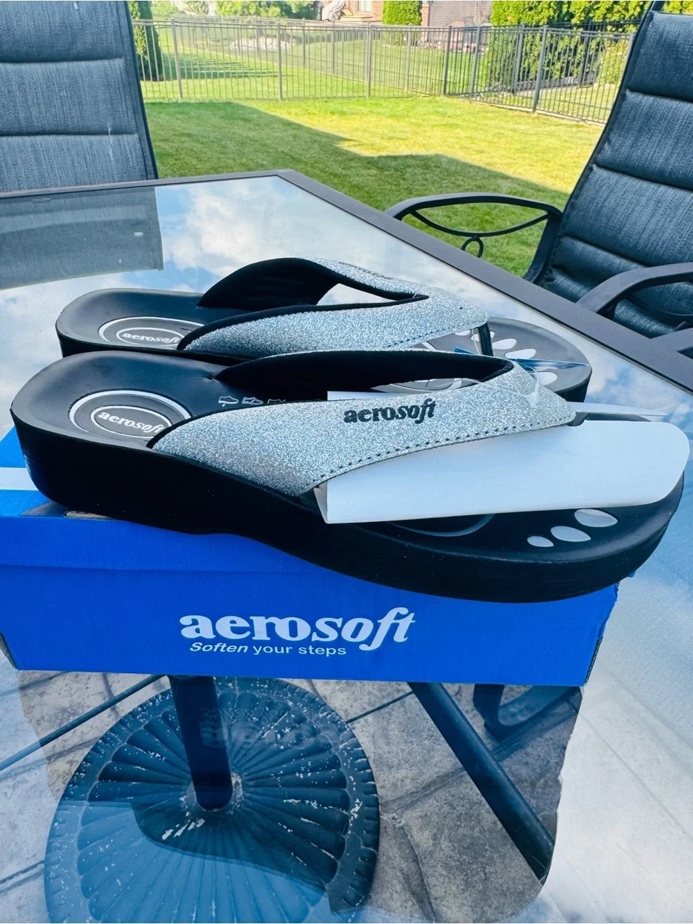 Aerosoft Silver Comfort Thong Sandals for Women